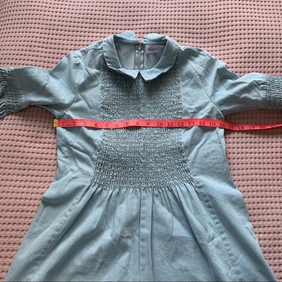 Alice McCall Night Is Young Denim Chambray Romper Shorts Smocked Bell Sleeve 2 S - Picture 10 of 12